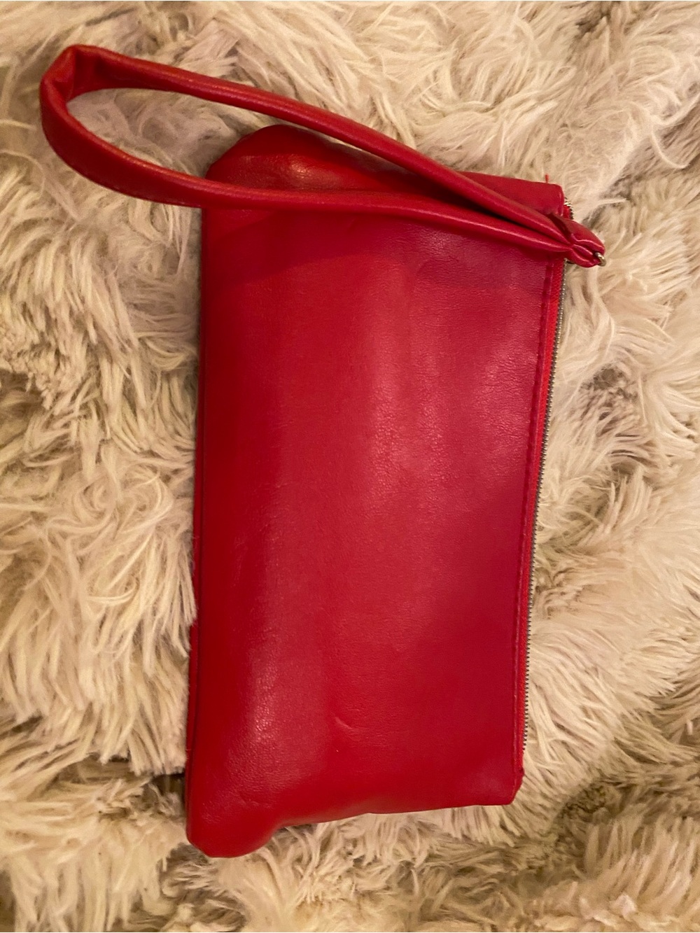 New!Red Faux Leather Wristlet Clutch - Women's Bag with Matching Make-Up Brushes